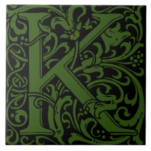 Azulejo De Cerâmica William Morris Art Nouveau Monograma - Letra K