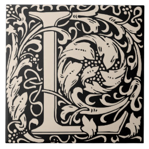 Azulejo De Cerâmica William Morris Art Nouveau Monograma - Letra L