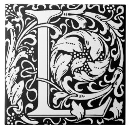 Azulejo De Cerâmica William Morris Art Nouveau Monograma - Letra L