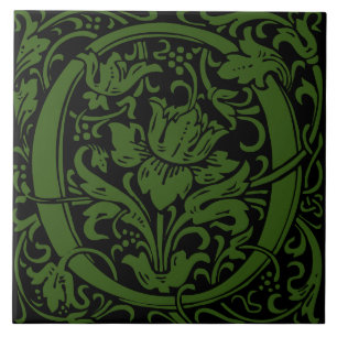 Azulejo De Cerâmica William Morris Art Nouveau Monograma - Letra O