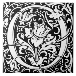 Azulejo De Cerâmica William Morris Art Nouveau Monograma - Letra O