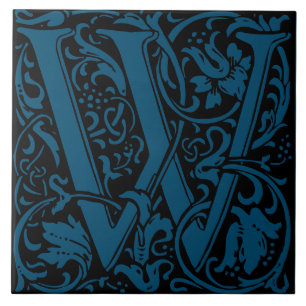 Azulejo De Cerâmica William Morris Art Nouveau Monograma - Letra W