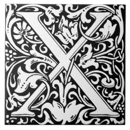 Azulejo De Cerâmica William Morris Art Nouveau Monograma - Letra X