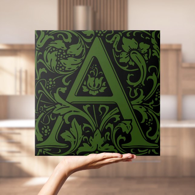 Azulejo De Cerâmica William Morris Arts e Artesanatos Monograma - Letr (William Morris Arts and Crafts Monogram Letter A Tile
)