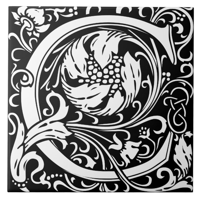 Azulejo De Cerâmica William Morris Arts e Artesanatos Monograma - Letr (Frente)