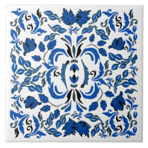 Azulejo De Cerâmica William Morris árvores e folhas de azul e branco