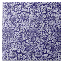 Azulejo De Cerâmica William Morris 'Bird and Anemone' em azul