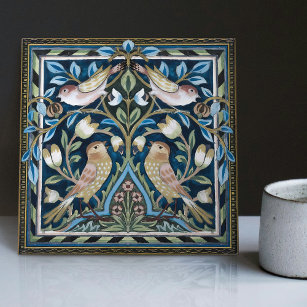 Azulejo De Cerâmica William Morris Birds e Tulips Art Nouveau