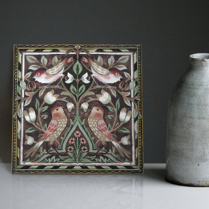 Azulejo De Cerâmica William Morris Birds Tulips Terracotta Art Nouveau