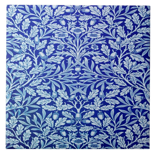 Azulejo De Cerâmica William Morris Blue Design Cerâmica Azulejo. (Frente)