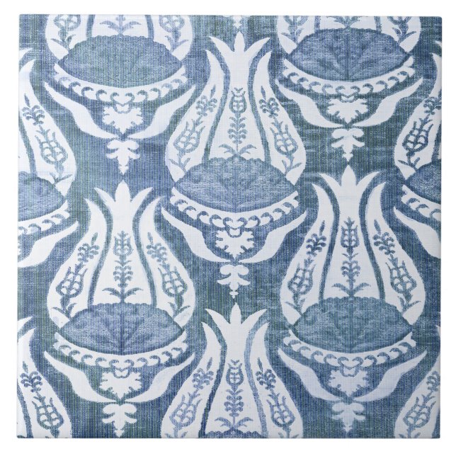 Azulejo De Cerâmica William Morris Blue Floral Pattern Classic (Frente)