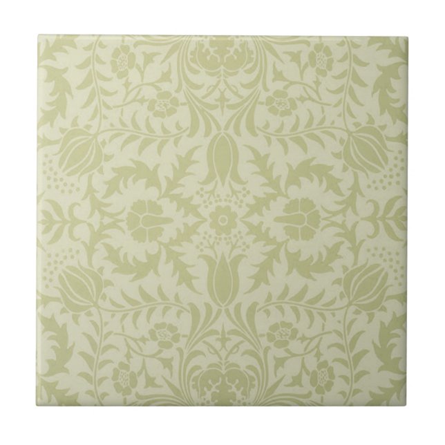 Azulejo De Cerâmica William Morris Borage Wedding Soft Green (Frente)