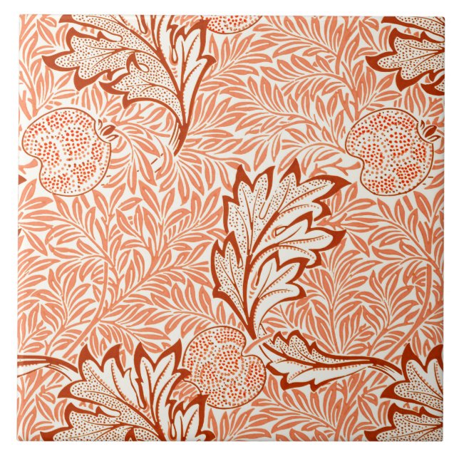Azulejo De Cerâmica William Morris Botanical Apple Design (Frente)