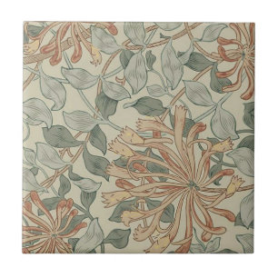 Azulejo De Cerâmica William * Morris Botânico Rosa Verde