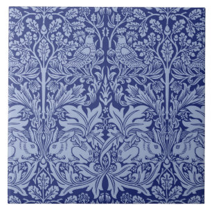 Azulejo De Cerâmica William Morris Brother Coelho Azul De Dois Tonelad
