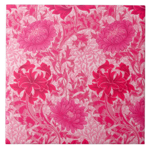 Azulejo De Cerâmica William Morris Chrysanthemums, Fuchsia Pink