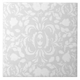 Azulejo De Cerâmica William Morris, cinza brilhante e padrão branco