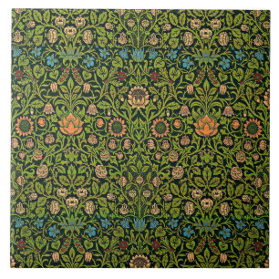 Azulejo De Cerâmica William Morris - Columbine, verde escuro, Case-Mat