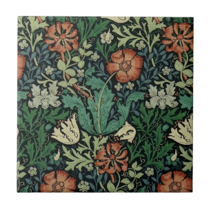 Azulejo De Cerâmica William Morris Compton Floral Art Nouveau Pattern