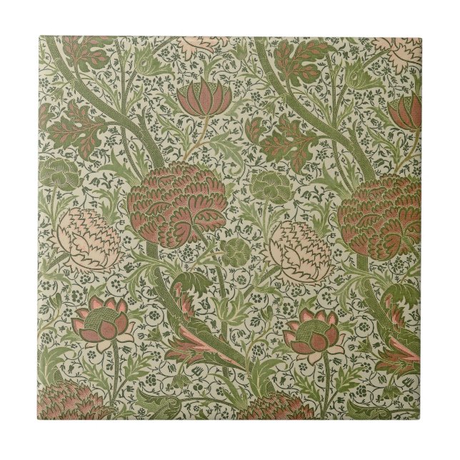 Azulejo De Cerâmica William Morris Cray Sage Flor de Floral Botânico (Frente)