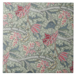 Azulejo De Cerâmica William Morris Cray Vintage Floral Rosa Verde