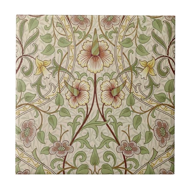 Azulejo De Cerâmica William Morris Daffodil Classic Flower Wallpaper (Frente)