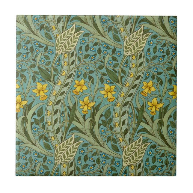 Azulejo De Cerâmica William Morris Daffodil Floral Pattern Classic (Frente)
