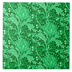 Azulejo De Cerâmica William Morris Damask, Emerald Green