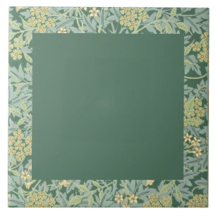 Azulejo De Cerâmica William Morris, Dark Green e Jasmine Pattern,