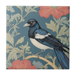 Azulejo De Cerâmica William Morris Estilo à esquerda virado para Magpi