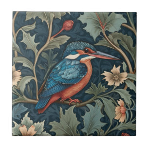 Azulejo De Cerâmica William Morris estilo Face direita ao Kingfisher B