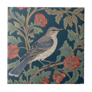Azulejo De Cerâmica William Morris estilo Face direita para Mockingbir