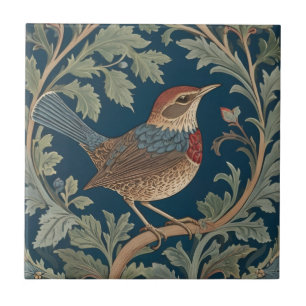 Azulejo De Cerâmica William Morris estilo Face direita para Wren Bird