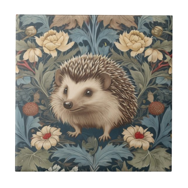 Azulejo De Cerâmica William Morris estilo Hedgehog Flores Tradicionais (Frente)