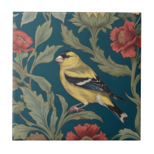Azulejo De Cerâmica William Morris estilo Left American Goldfinch Bird