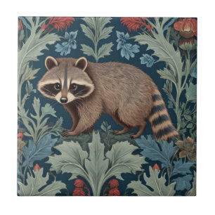 Azulejo De Cerâmica William Morris estilo Left Face Raccoon