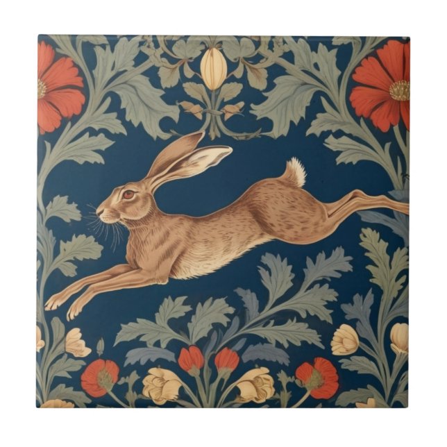 Azulejo De Cerâmica William Morris estilo Left Face Running Hare (Frente)