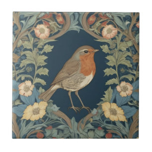 Azulejo De Cerâmica William Morris estilo R Robin Redbreast Bird