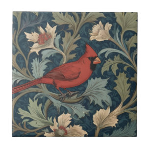 Azulejo De Cerâmica William Morris estilo Red Cardinal Bird