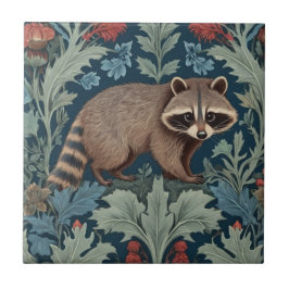 Azulejo De Cerâmica William Morris estilo Right Face Raccoon