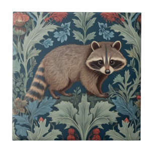 Azulejo De Cerâmica William Morris estilo Right Face Raccoon