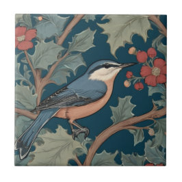 Azulejo De Cerâmica William Morris estilo Right Facing Nuthatch Bird