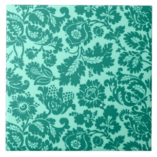 Azulejo De Cerâmica William Morris Floral Damask, Turquoise e Aqua