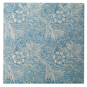 Azulejo De Cerâmica William Morris Floral Patterers Flores Azul Branco