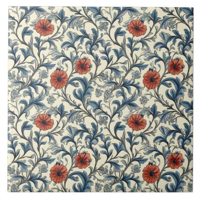 Azulejo De Cerâmica William Morris Floral Pattern (Frente)