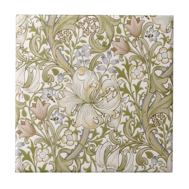 Azulejo De Cerâmica William Morris Golden Lily Garden Flower Classic (Frente)