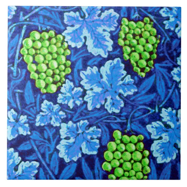 Azulejo De Cerâmica William Morris Grapevine, Cobalt Blue (Frente)