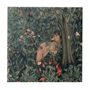 Azulejo De Cerâmica William Morris Greenery Fox Willife