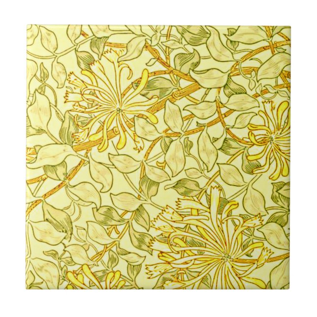 Azulejo De Cerâmica William Morris - Honeysuckle em amarelo  (Frente)