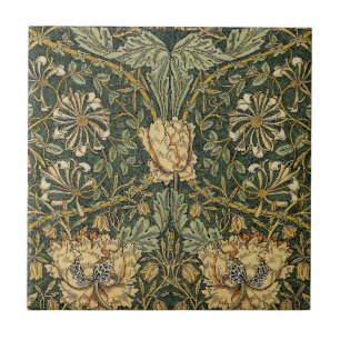 Azulejo De Cerâmica William Morris Honeysuckle Verde Amarelo